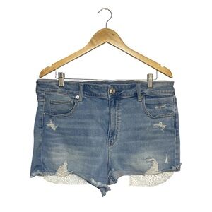 SOLD Women’s Next Level Stretch Hi-Rise Shortie Shorts Denim Size 18